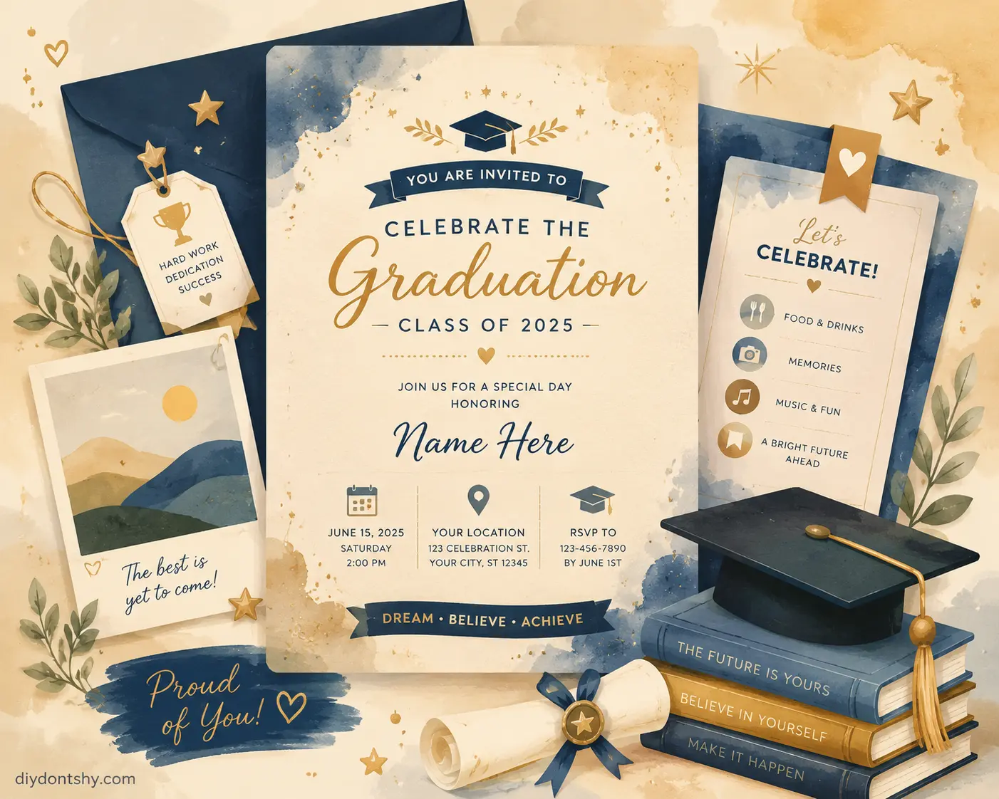 Personalized graduation invitation design with meaningful details