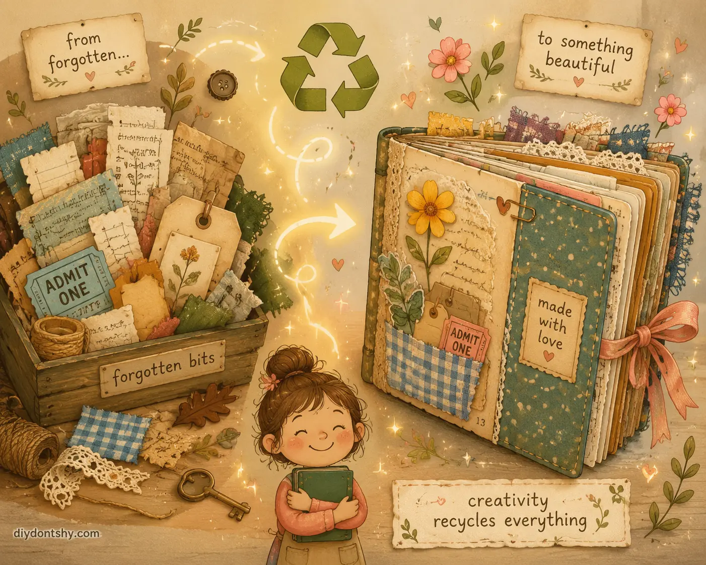 Turning recycled scraps into meaningful handmade journal artwork