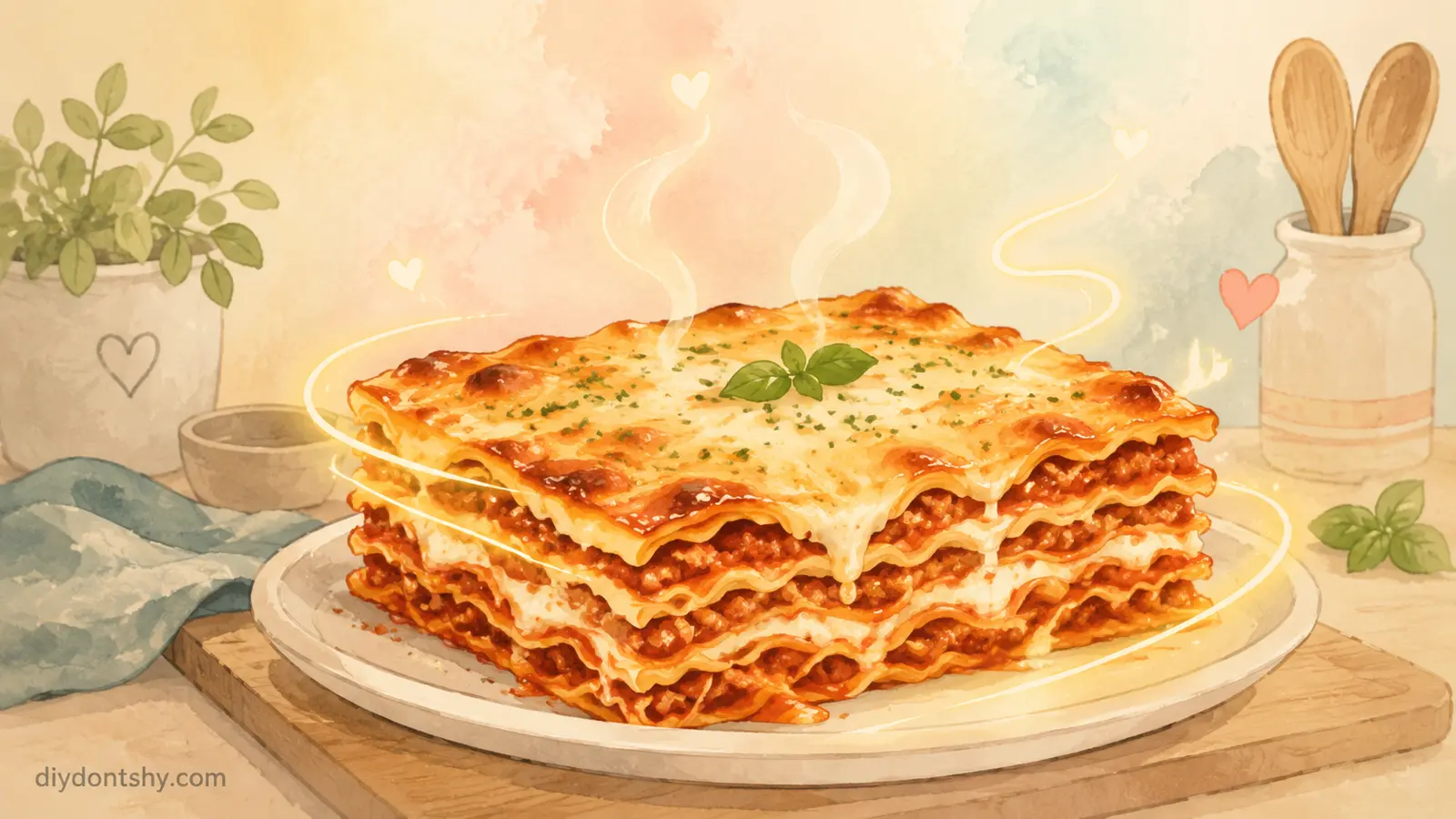 Freshly baked lasagna resting to improve texture and flavor