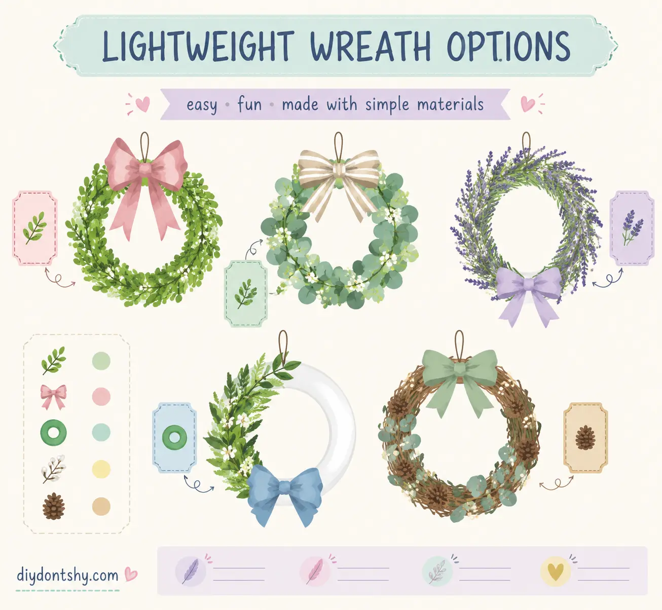 Different lightweight wreath styles for safe decorating