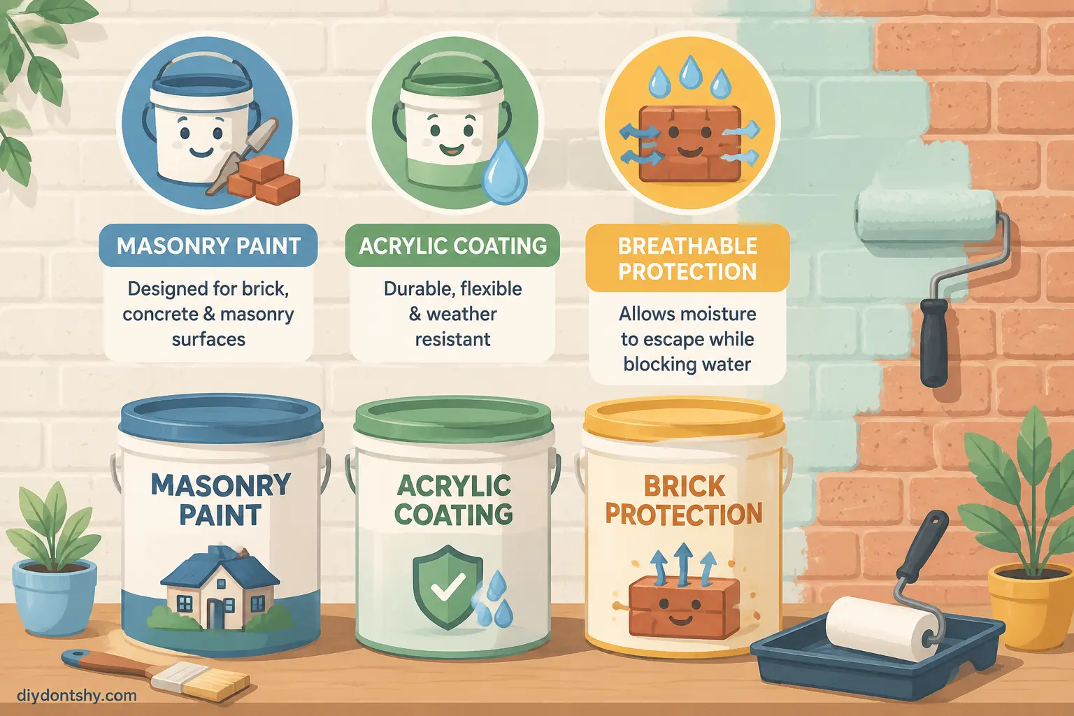 Comparison of masonry paint types used on brick surfaces