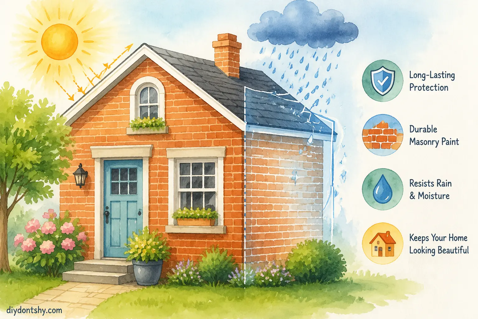 Painted brick exterior showing long-lasting masonry paint protection