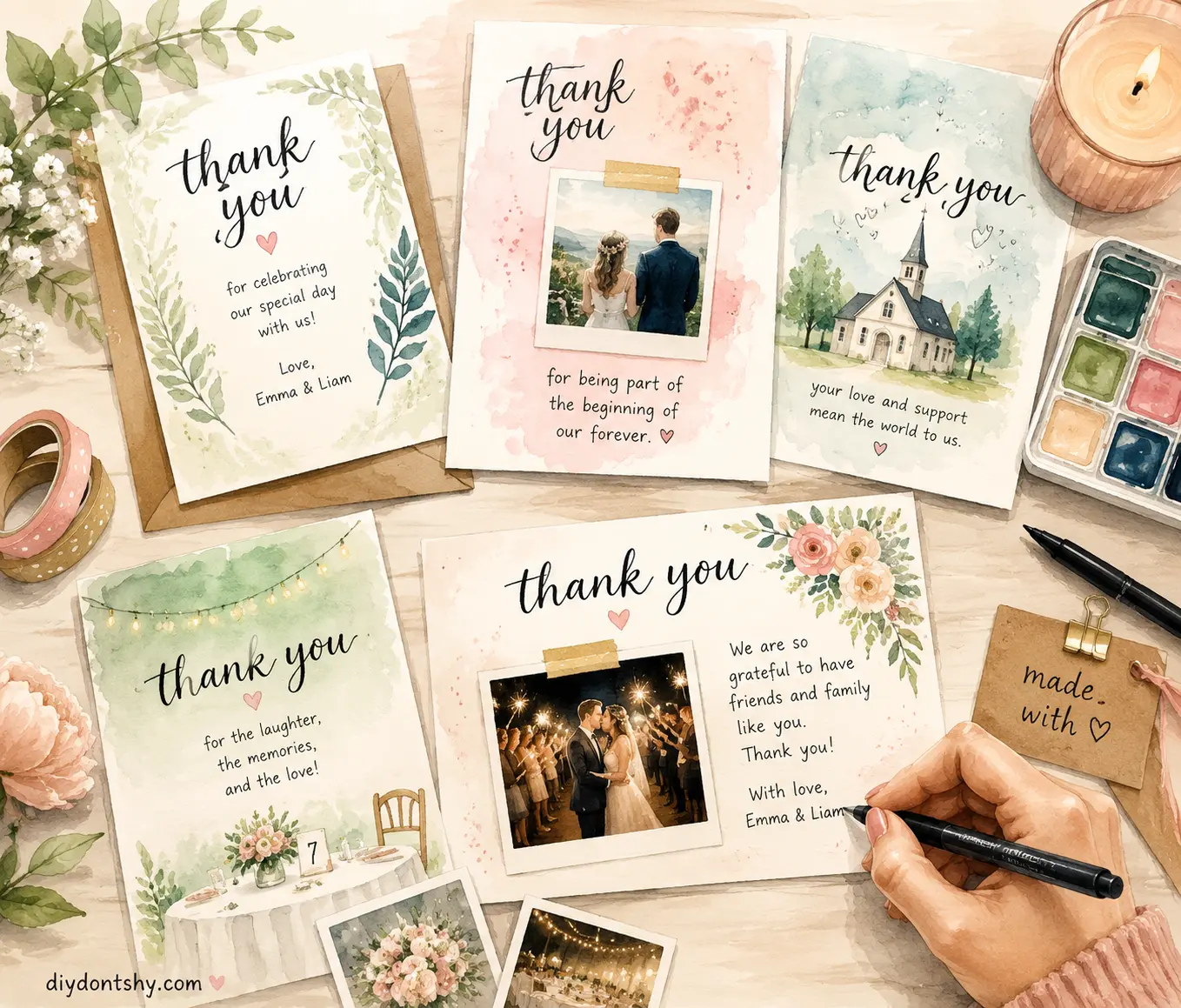 Creative wedding thank you card personalization ideas