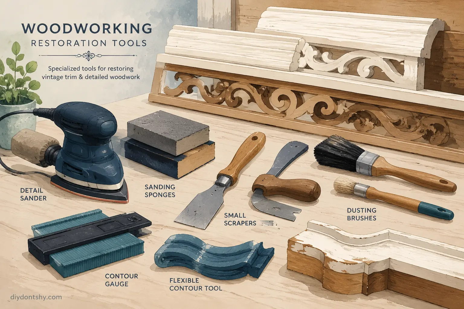 Specialized tools for restoring detailed wood surfaces